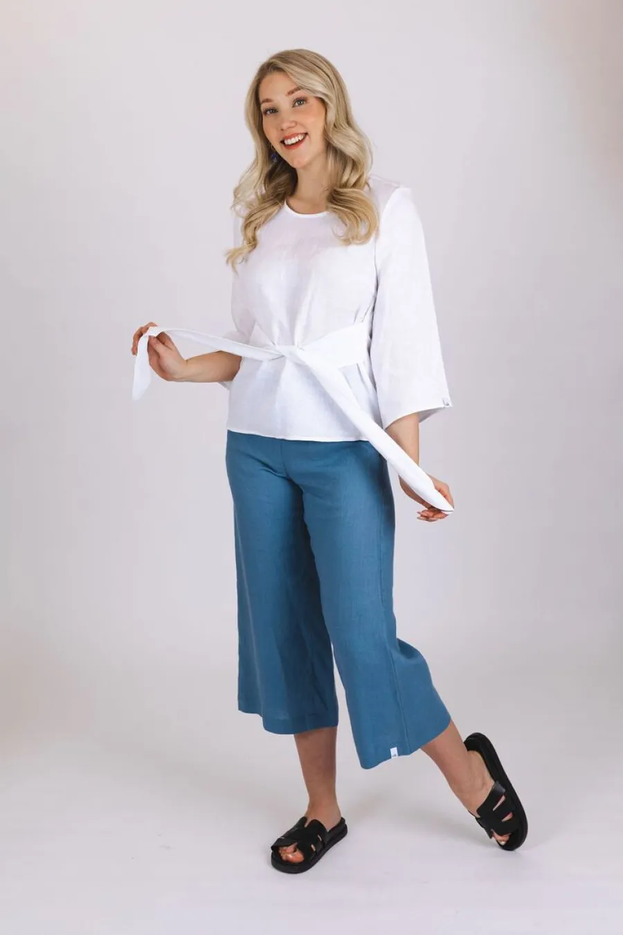 Culottes Pellavahousut, Bluestone>Nakoa Shop