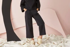 Wide Leg Housut Pitka, Musta><noscript><img width=