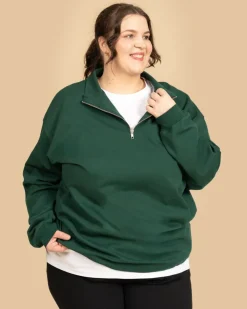 Riva Half Zip Paita, Tummanvihrea>Riva Clothing Cheap
