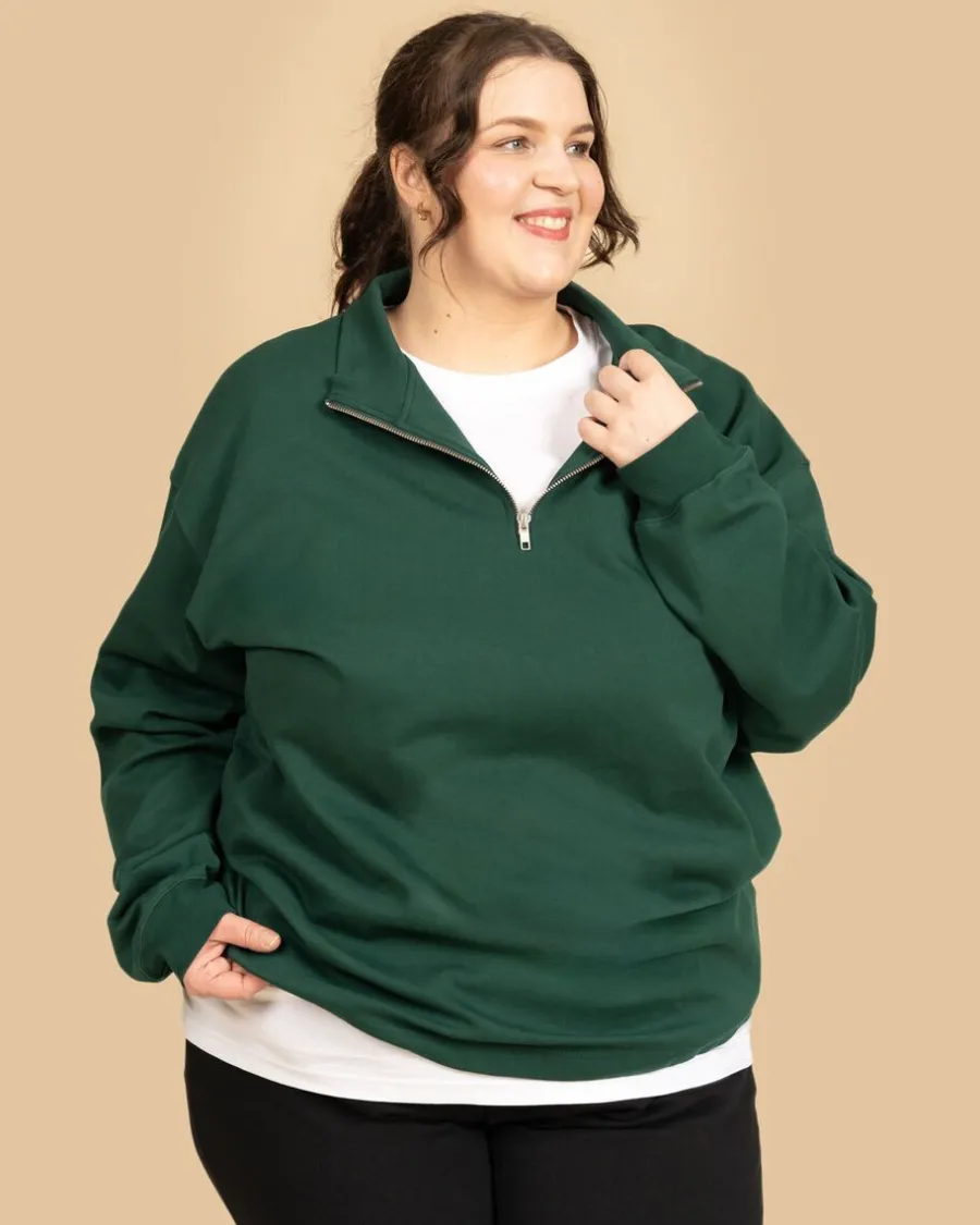 Riva Half Zip Paita, Tummanvihrea>Riva Clothing Cheap