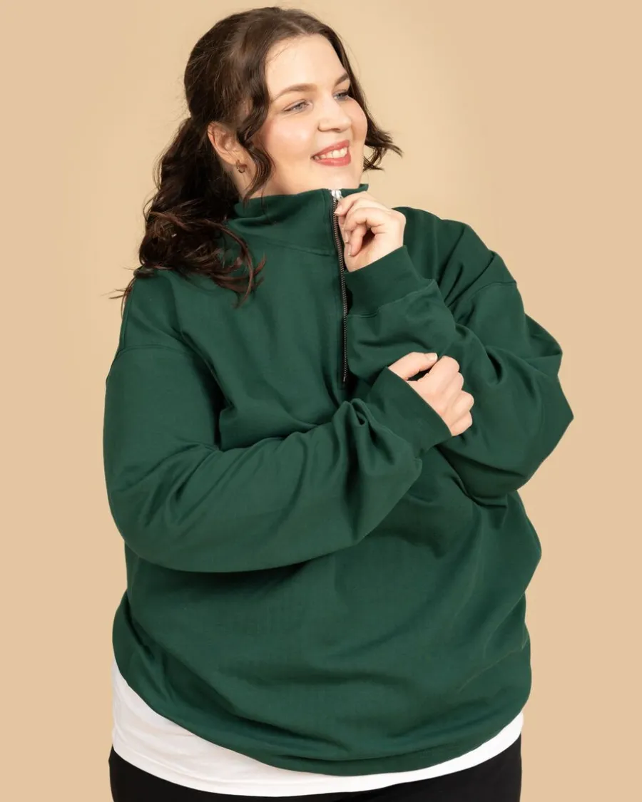 Riva Half Zip Paita, Tummanvihrea>Riva Clothing Cheap